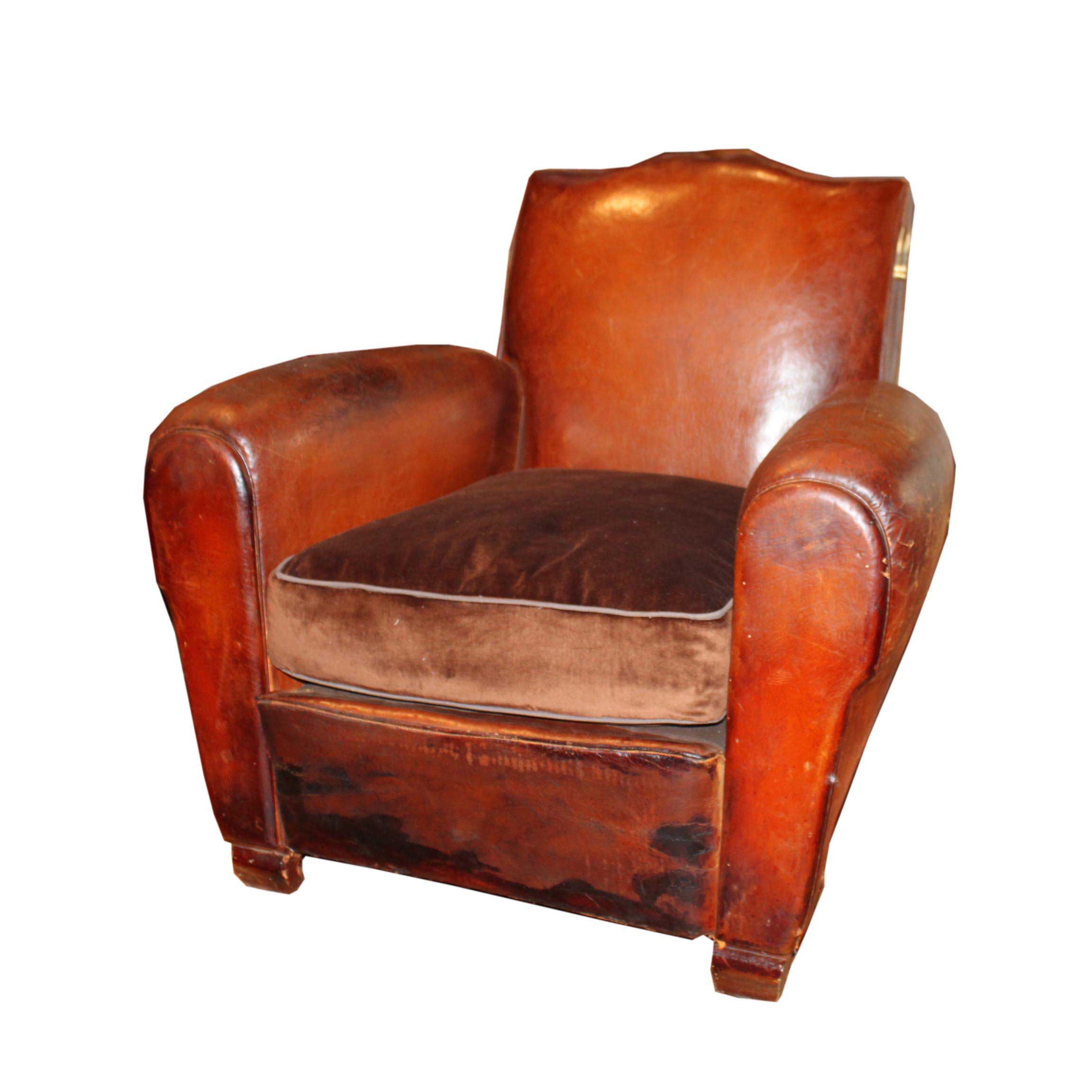 Vintage French Leather Club Chair, French Leather Club Chair