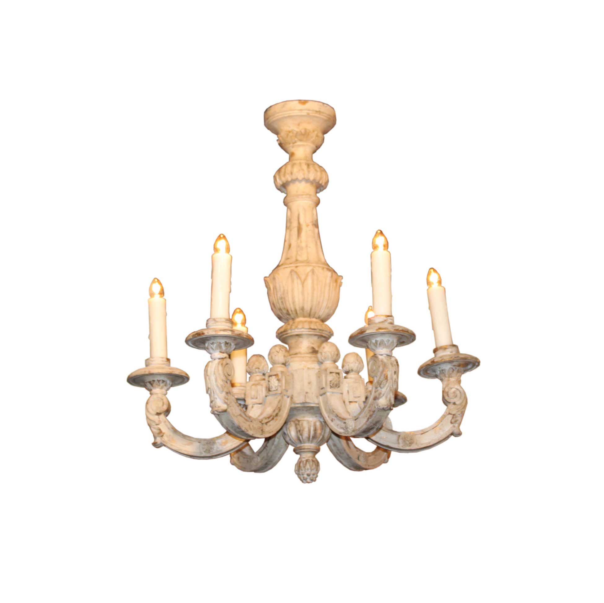 French Carved And Painted Wood 6 Light Chandelier Foxglove French Carved Painted Wood Chandelier