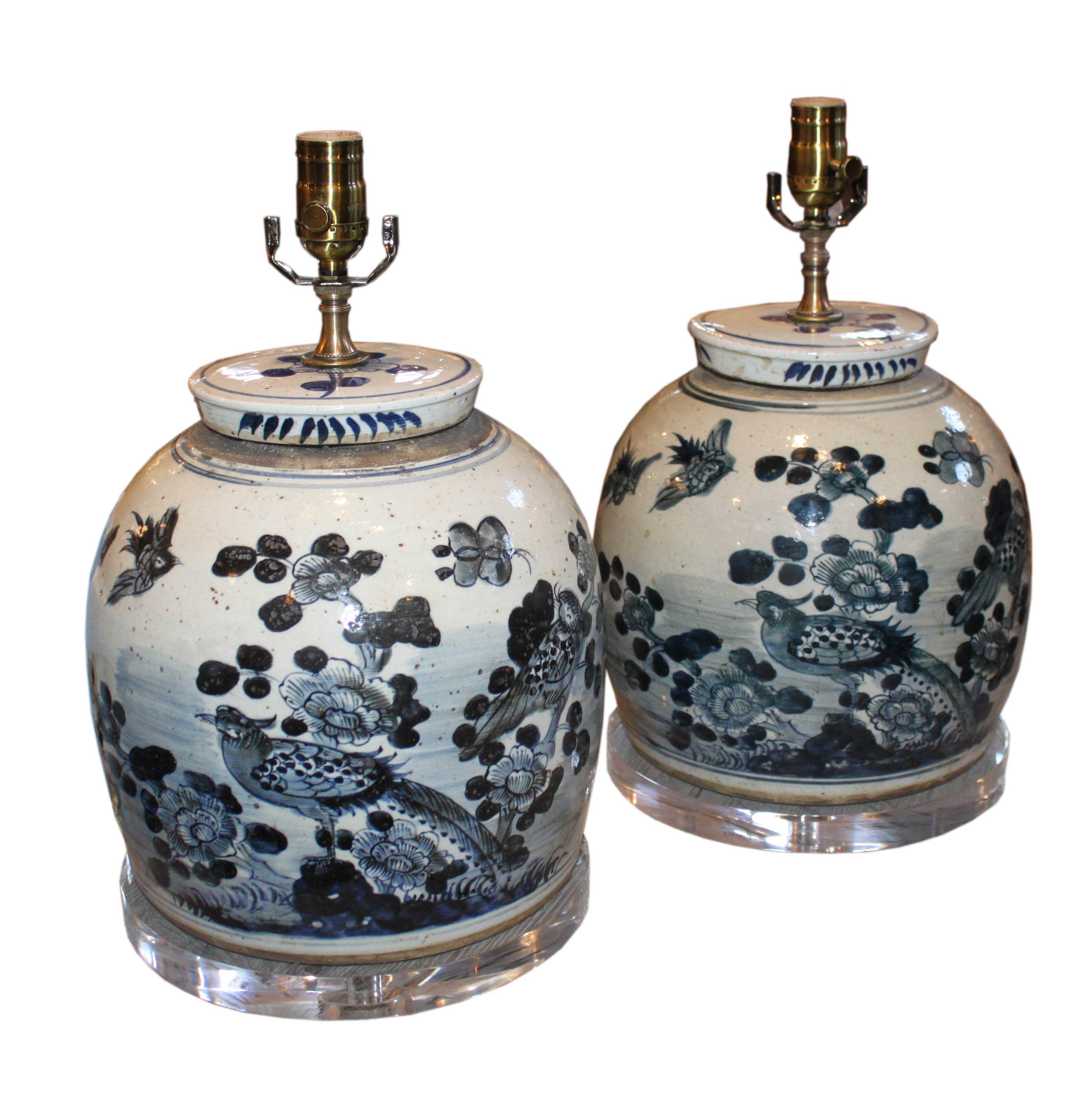 Blue White Porcelain Jar Lamps With Lids On Lucite Bases Foxglove Antiques Galleries,How To Update Old Kitchen Cabinets Without Replacing Them