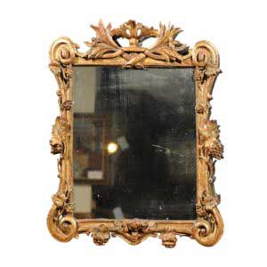French Baroque Style 19th Century Carved Giltwood Mirror with Grapes and Volutes