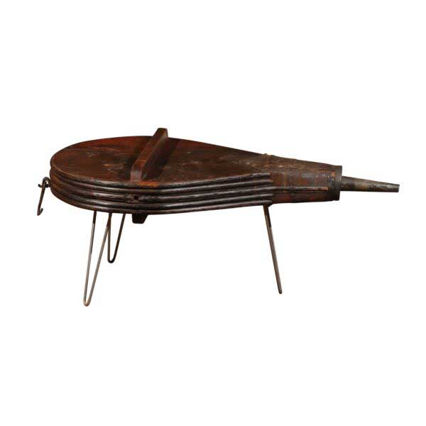 Contemporary Coffee Table Made of 19th Century Bellows Raised on Tubular Legs