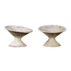 Pair of Swiss Midcentury Willy Guhl for Eternit Diabolo Planters with Patina