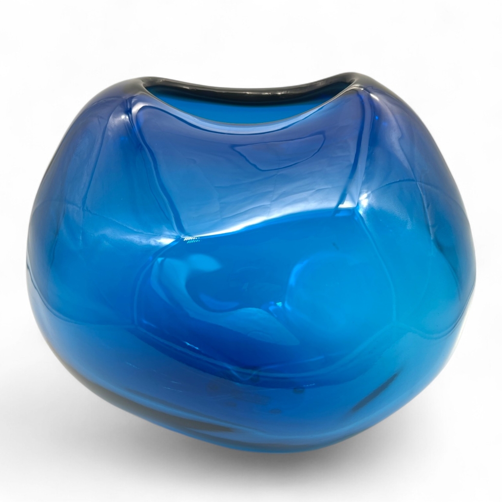 Large Cobalt Blue Hand Blown Murano Glass Vase - Foxglove Antiques